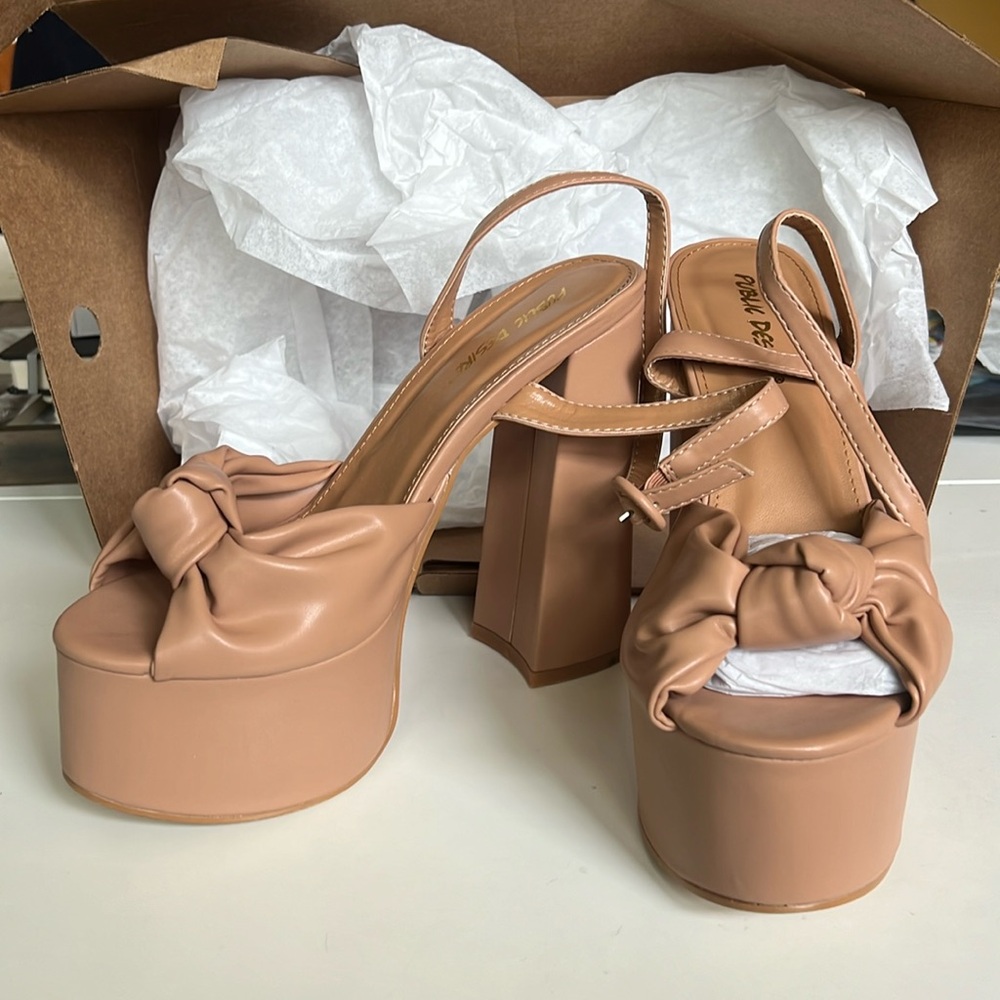 Public Desire Platform Sandals Nude